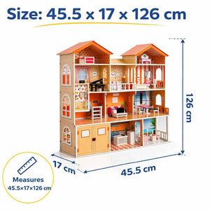 Deluxe Wooden Dollhouse: A Grand Three - Story Estate for Little Dreamers! - Fun Learning Store