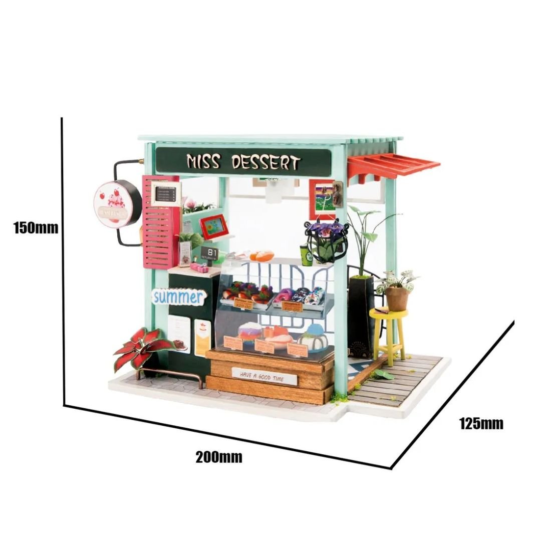 Dessert & Ice Cream Miniature Shop: Robotime DIY Craft and 3D Wooden Puzzles Assembling Toy - Fun Learning Store