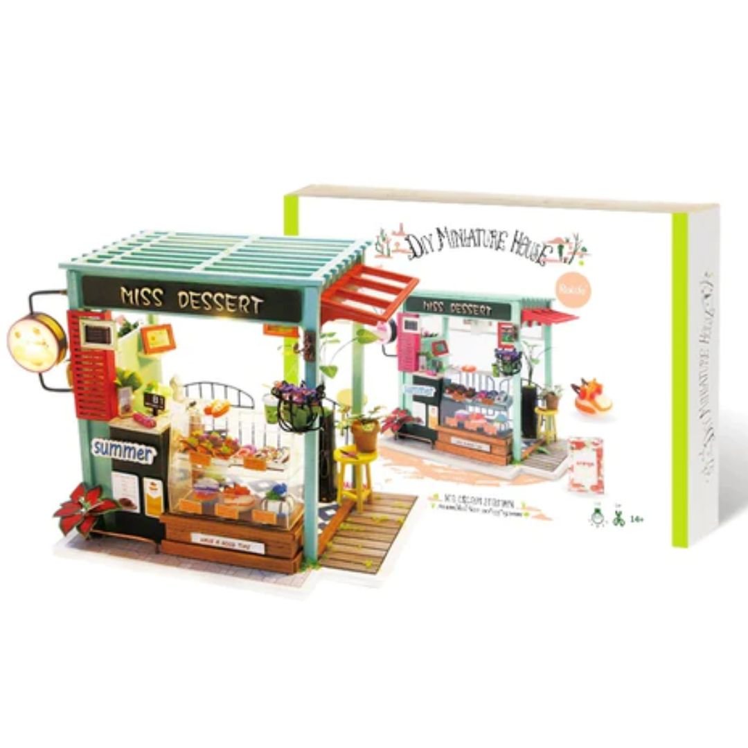 Dessert & Ice Cream Miniature Shop: Robotime DIY Craft and 3D Wooden Puzzles Assembling Toy - Fun Learning Store