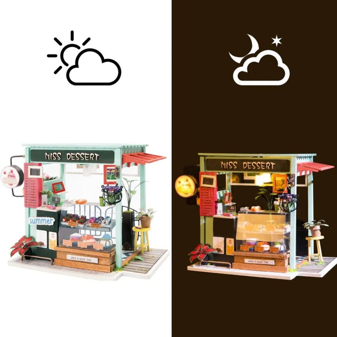 Dessert & Ice Cream Miniature Shop: Robotime DIY Craft and 3D Wooden Puzzles Assembling Toy - Fun Learning Store