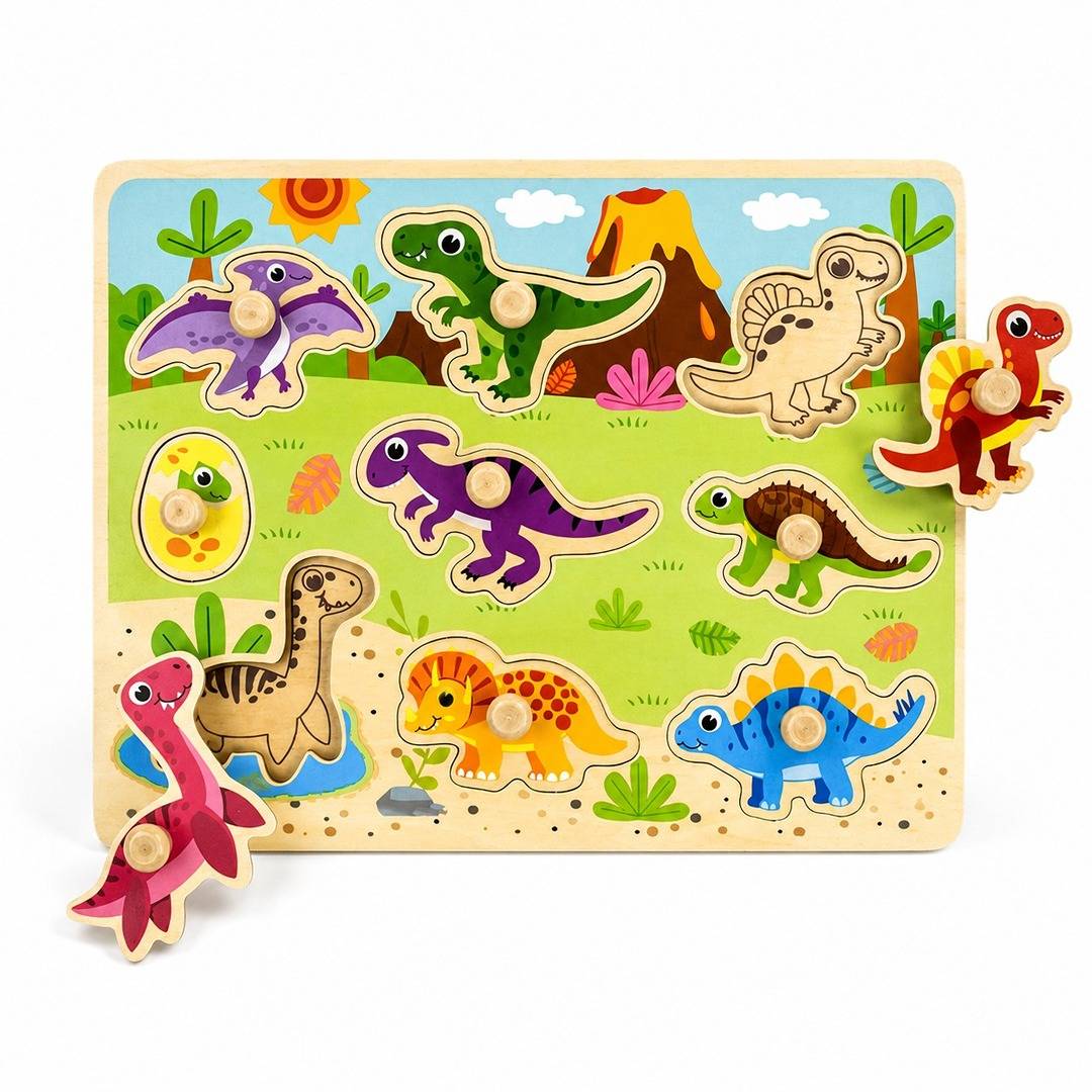 Dinosaur Puzzle Wooden Learning Toy – 18+ Months - Fun Learning Store