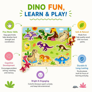 Dinosaur Puzzle Wooden Learning Toy – 18+ Months - Fun Learning Store