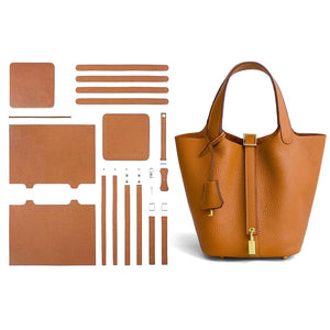 DIY Chic Brown Leather Bag Kit – Build - Your - Own Wide Base Tote for Girls - Fun Learning Store