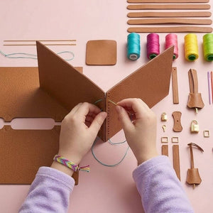 DIY Chic Brown Leather Bag Kit – Build - Your - Own Wide Base Tote for Girls - Fun Learning Store
