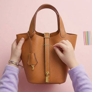 DIY Chic Brown Leather Bag Kit – Build - Your - Own Wide Base Tote for Girls - Fun Learning Store