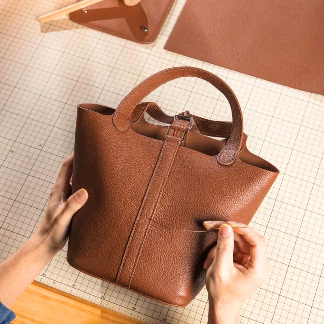 DIY Chic Brown Leather Bag Kit – Build - Your - Own Wide Base Tote for Girls - Fun Learning Store