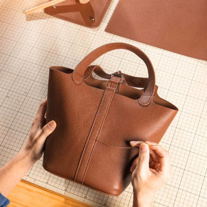 DIY Chic Brown Leather Bag Kit – Build - Your - Own Wide Base Tote for Girls - Fun Learning Store