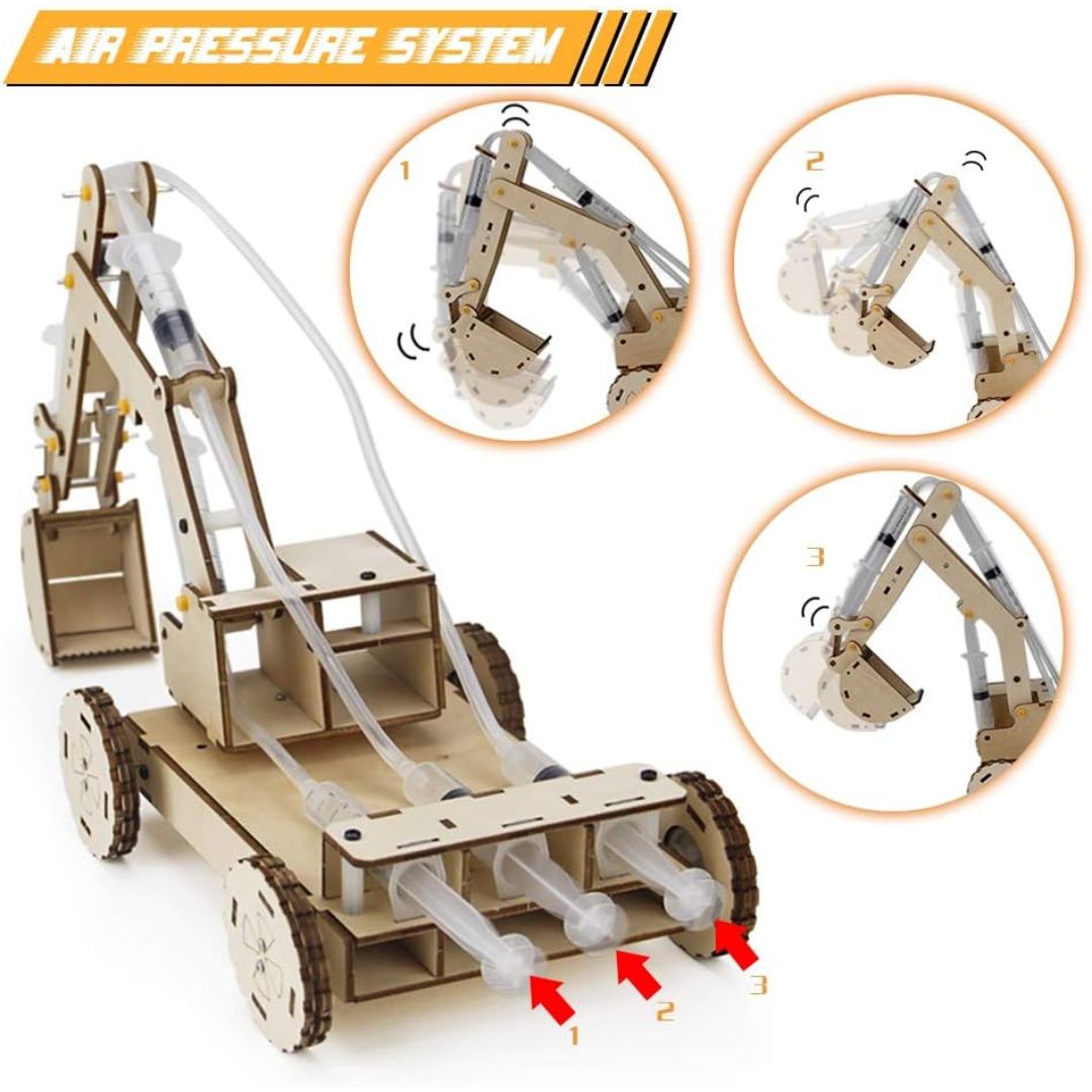 DIY Hydraulic Excavator: STEM Wooden 3D Puzzle Toy for Children - Fun Learning Store