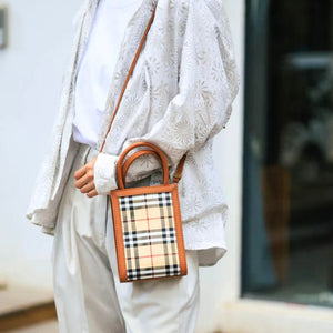 DIY Leather Bag Kit for Girls – Brown Checkered Style with Tutorial Guide - Fun Learning Store