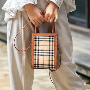 DIY Leather Bag Kit for Girls – Brown Checkered Style with Tutorial Guide - Fun Learning Store