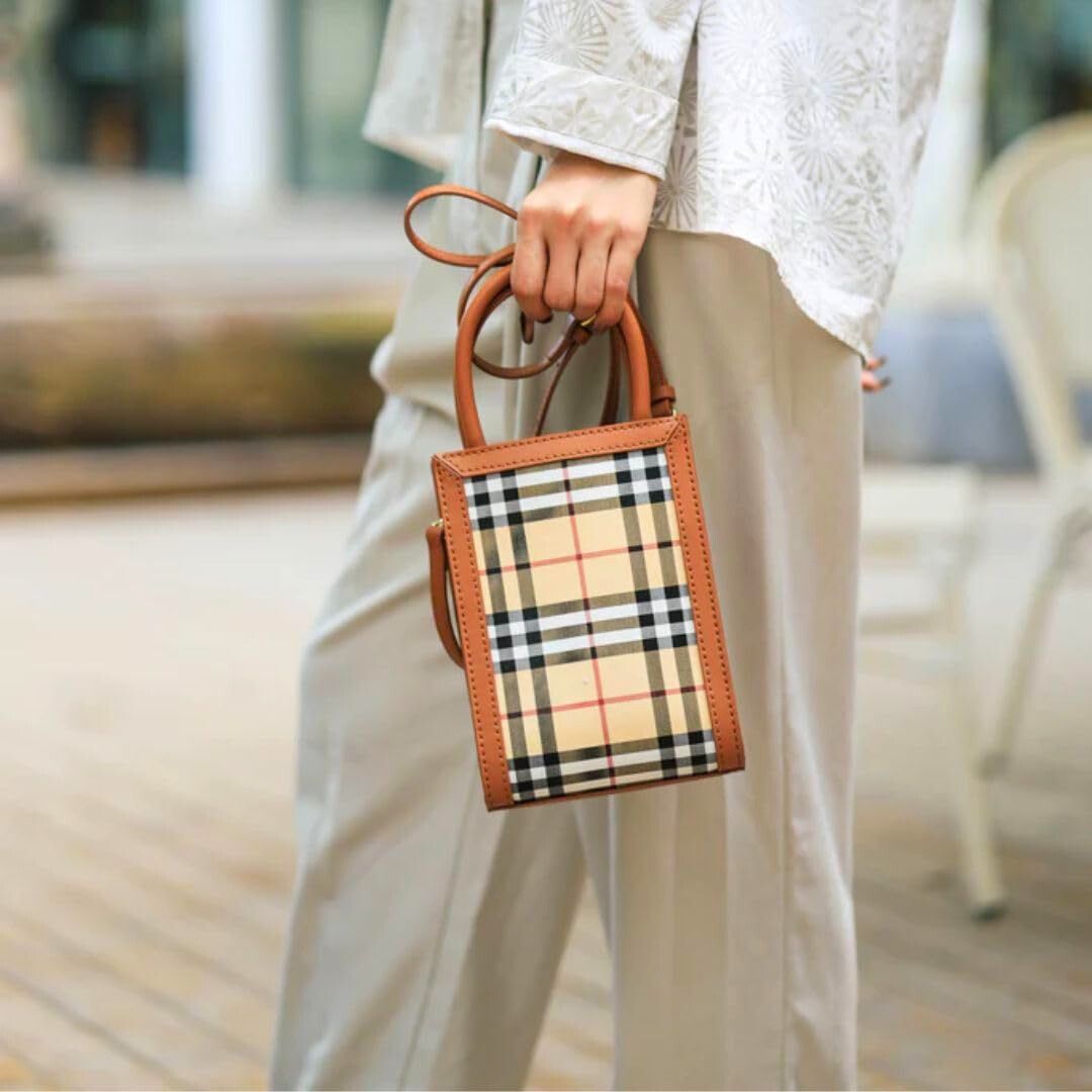 DIY Leather Bag Kit for Girls – Brown Checkered Style with Tutorial Guide - Fun Learning Store