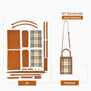 DIY Leather Bag Kit for Girls – Brown Checkered Style with Tutorial Guide - Fun Learning Store