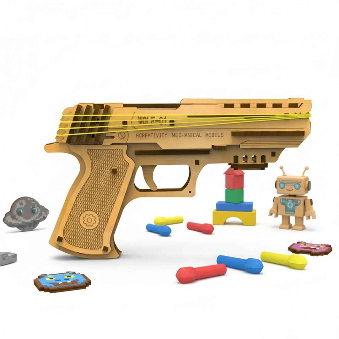 DIY Rubber Band Handgun: STEM Education Wooden Puzzle Toy for Children - Fun Learning Store