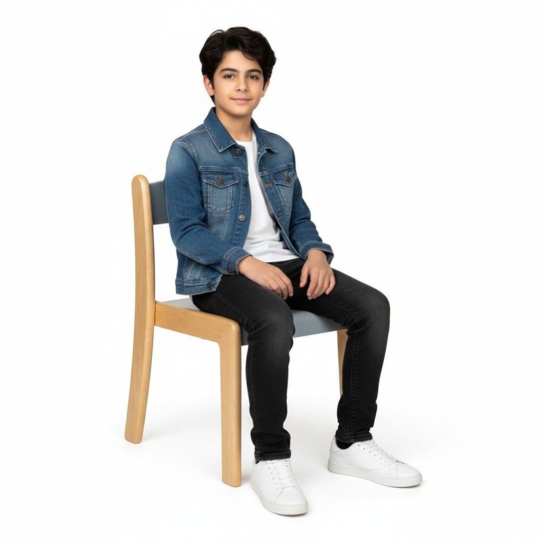 Durable Deluxe Wooden Chair for Classrooms, Schools & Nurseries – Elegant Grey Finish - Fun Learning Store