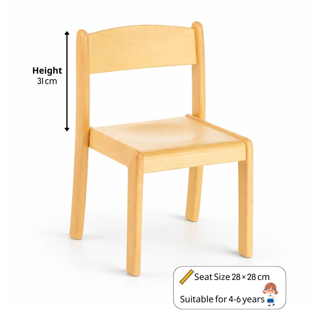 Durable Deluxe Wooden Chair for Kids – Natural Woody Finish - Fun Learning Store