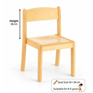 Durable Deluxe Wooden Chair for Kids – Natural Woody Finish - Fun Learning Store