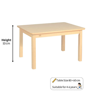 Durable Rectangular Wooden Kids Table 80×60 cm – Safe, Spacious & Ideal for Learning Environments - Fun Learning Store