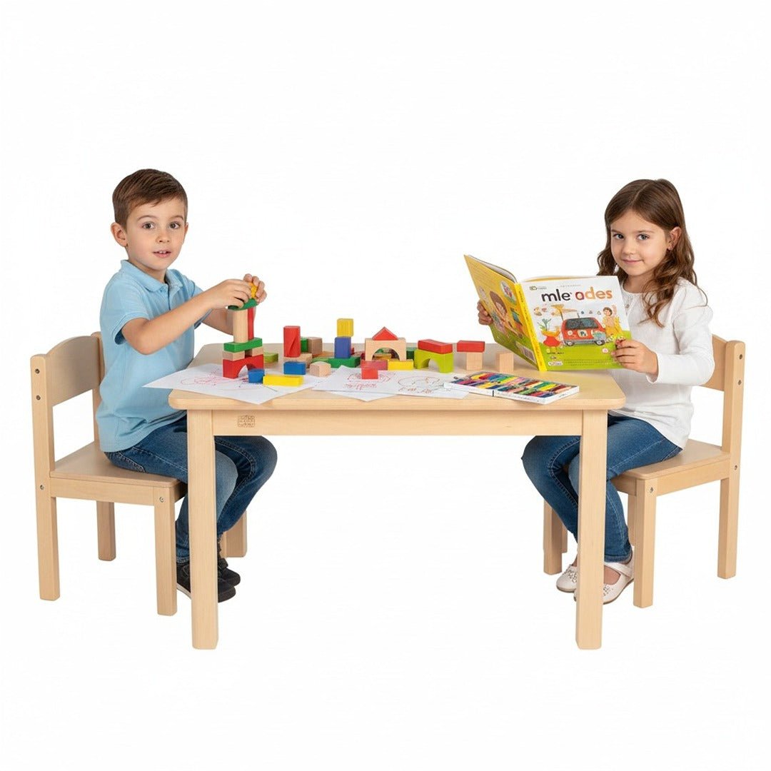 Durable Rectangular Wooden Kids Table 80×60 cm – Safe, Spacious & Ideal for Learning Environments - Fun Learning Store
