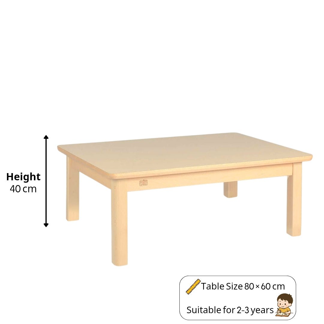 Durable Rectangular Wooden Kids Table 80×60 cm – Safe, Spacious & Ideal for Learning Environments - Fun Learning Store