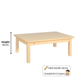 Durable Rectangular Wooden Kids Table 80×60 cm – Safe, Spacious & Ideal for Learning Environments - Fun Learning Store