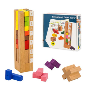 Educational Brain Tower | Wooden Blocks Puzzle - Fun Learning Store