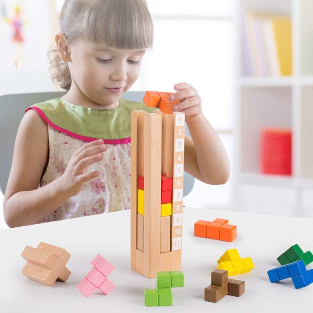 Educational Brain Tower | Wooden Blocks Puzzle - Fun Learning Store