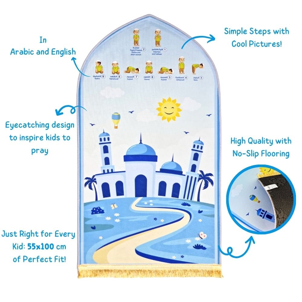 Educational Prayer Mat for Kids | Boys - Fun Learning Store