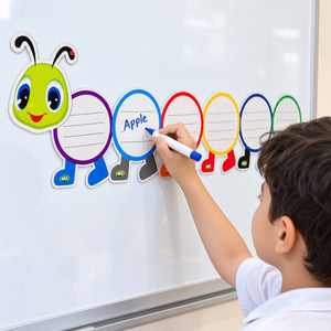 Educational Strategy Writing Boards – Caterpillar Design, 7-Piece Reusable Magnetic Teaching Set - Fun Learning Store