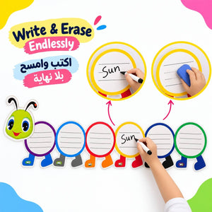 Educational Strategy Writing Boards – Caterpillar Design, 7-Piece Reusable Magnetic Teaching Set - Fun Learning Store