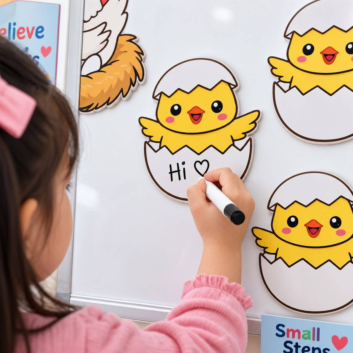 Educational Strategy Writing Boards – Hen & Chicks Design, 6-Piece Reusable Magnetic Teaching Set - Fun Learning Store