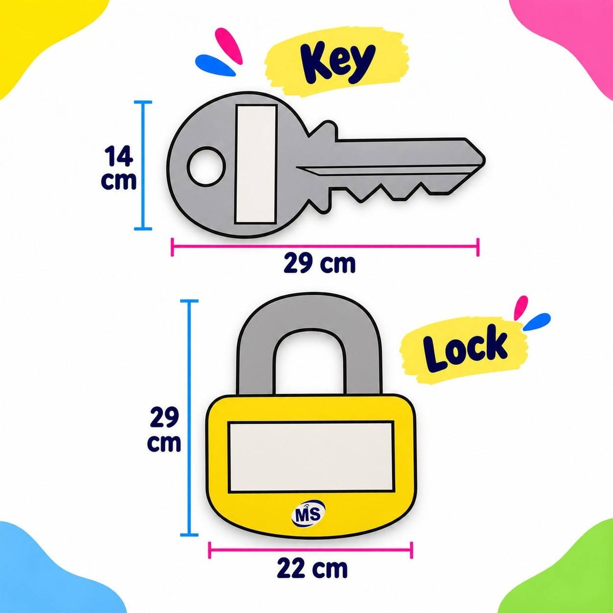 Educational Strategy Writing Boards – Key & Locks Design, 7-Piece Reusable Magnetic Teaching Set - Fun Learning Store