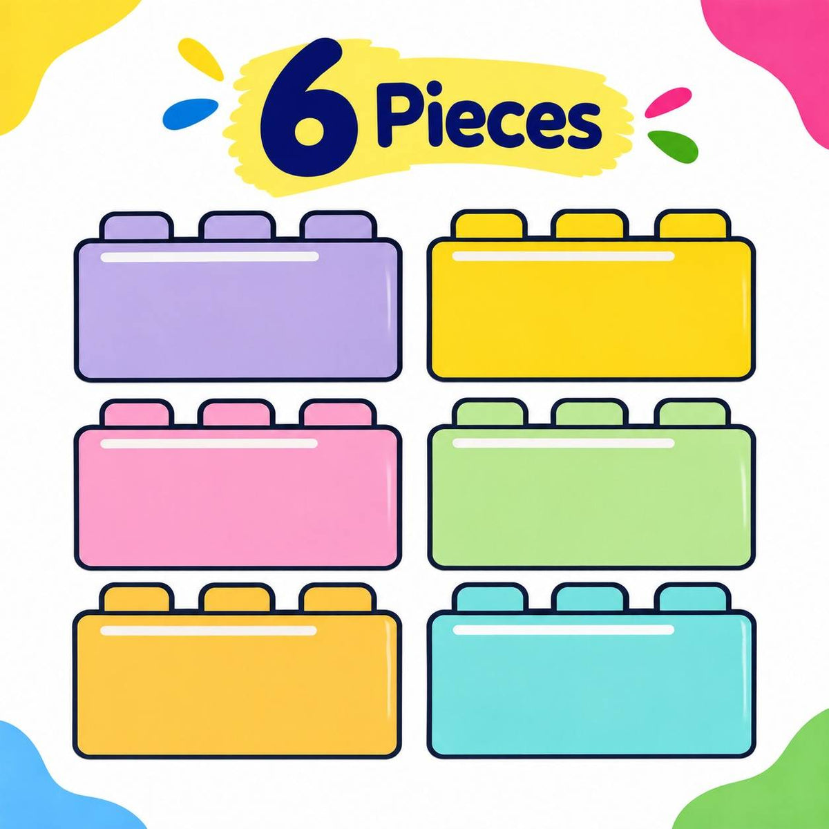 Educational Strategy Writing Boards – LEGO Blocks Design, 6-Piece Reusable Magnetic Teaching Set - Fun Learning Store