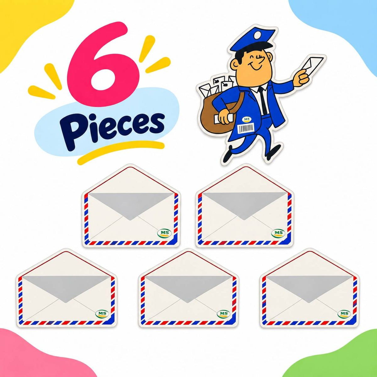 Educational Strategy Writing Boards – Mail Carrier & Letters Design, 6-Piece Reusable Magnetic Teaching Set - Fun Learning Store