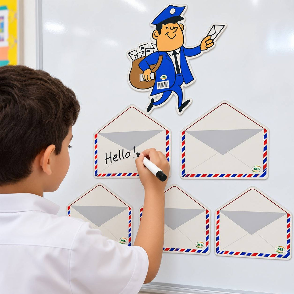 Educational Strategy Writing Boards – Mail Carrier & Letters Design, 6-Piece Reusable Magnetic Teaching Set - Fun Learning Store