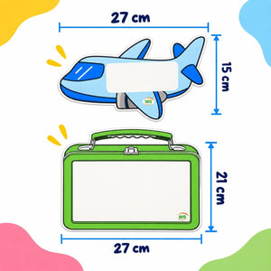 Educational Strategy Writing Boards – Plane & Travel Bags Design, 5-Piece Reusable Magnetic Teaching Set - Fun Learning Store