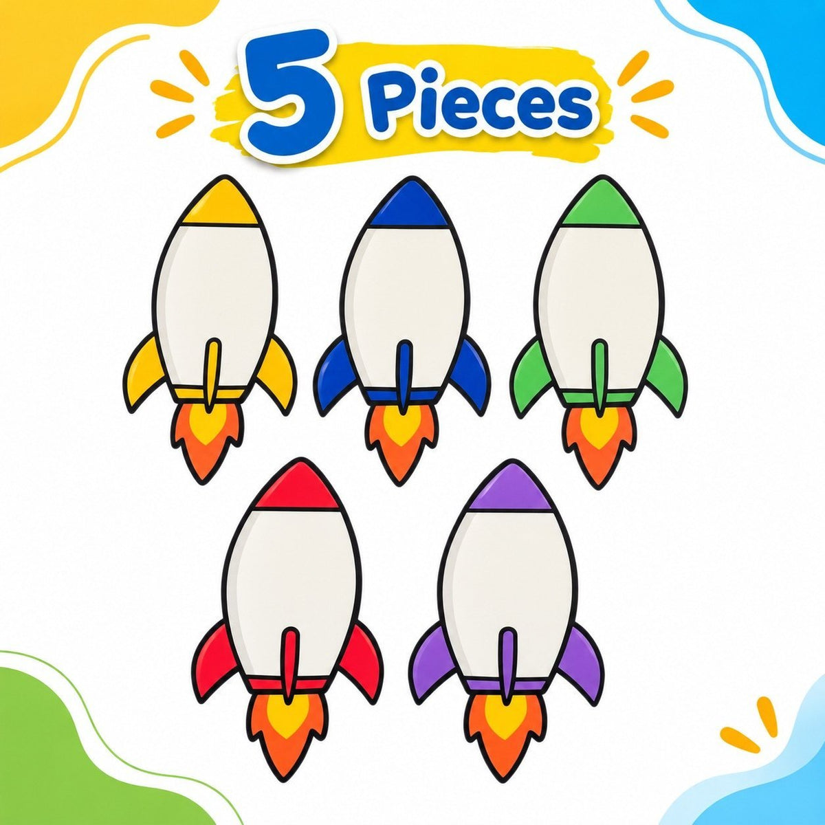Educational Strategy Writing Boards – Rockets Design, 5-Piece Reusable Magnetic Teaching Set - Fun Learning Store