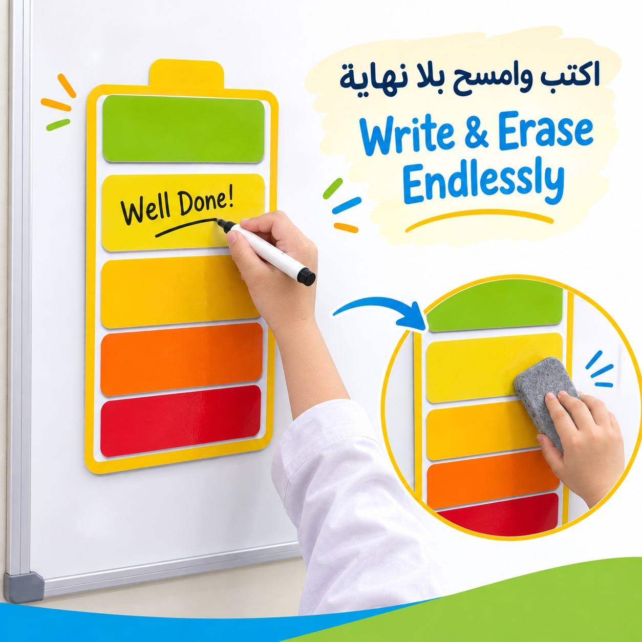 Educational Writing Boards Battery & Charges Design – 12-Piece Reusable Magnetic Strategy Teaching Set - Fun Learning Store