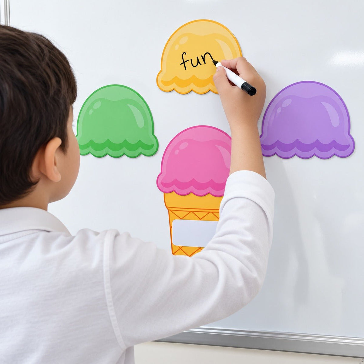 Educational Writing Boards Ice Cream Design – 5-Piece Reusable Magnetic Strategy Teaching Set - Fun Learning Store