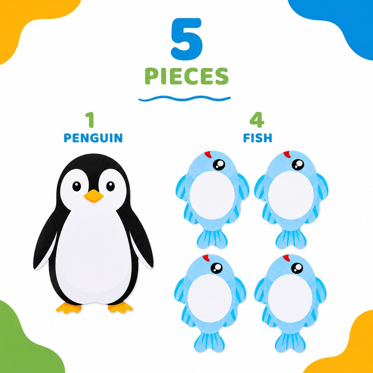 Educational Writing Boards Penguin & Fish Design – 5-Piece Reusable Magnetic Strategy Teaching Set - Fun Learning Store