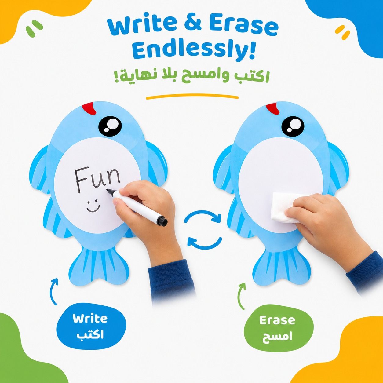 Educational Writing Boards Penguin & Fish Design – 5-Piece Reusable Magnetic Strategy Teaching Set - Fun Learning Store
