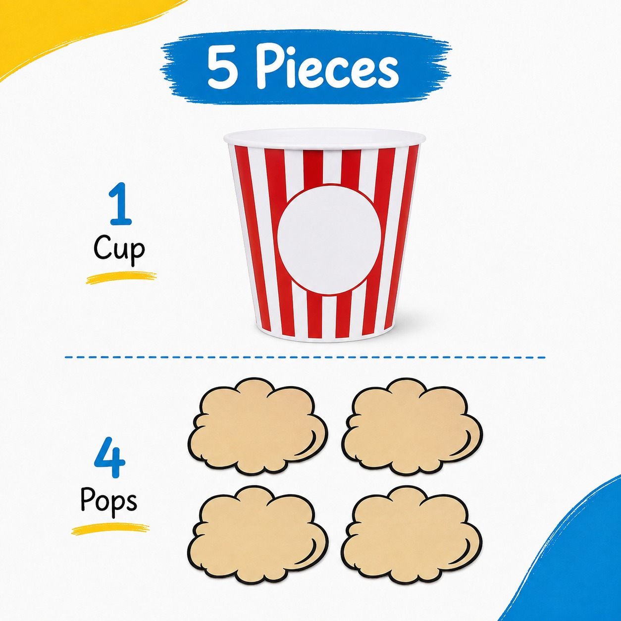 Educational Writing Boards Popcorn Design – 5-Piece Reusable Magnetic Strategy Teaching Set - Fun Learning Store