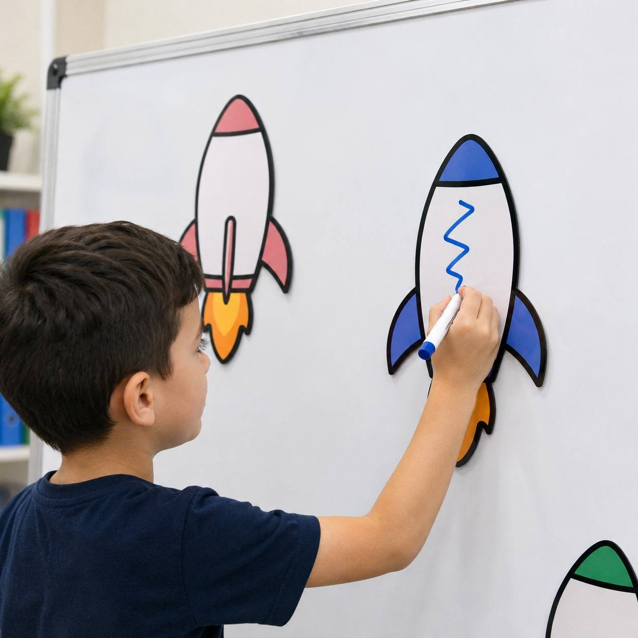 Educational Writing Boards Rockets Design – 6-Piece Reusable Magnetic Strategy Teaching Set - Fun Learning Store