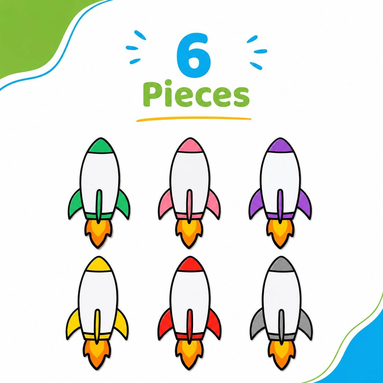 Educational Writing Boards Rockets Design – 6-Piece Reusable Magnetic Strategy Teaching Set - Fun Learning Store