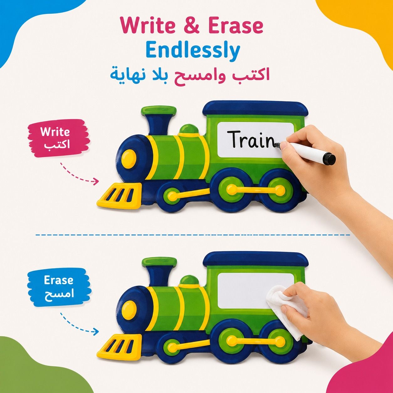 Educational Writing Boards Train Design – 5-Piece Reusable Magnetic Strategy Teaching Set - Fun Learning Store