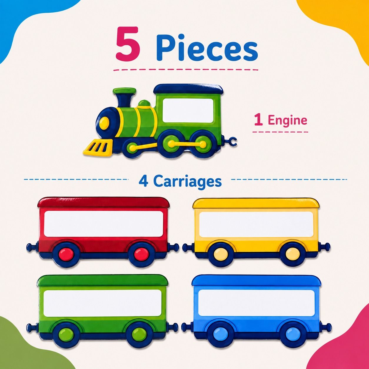 Educational Writing Boards Train Design – 5-Piece Reusable Magnetic Strategy Teaching Set - Fun Learning Store