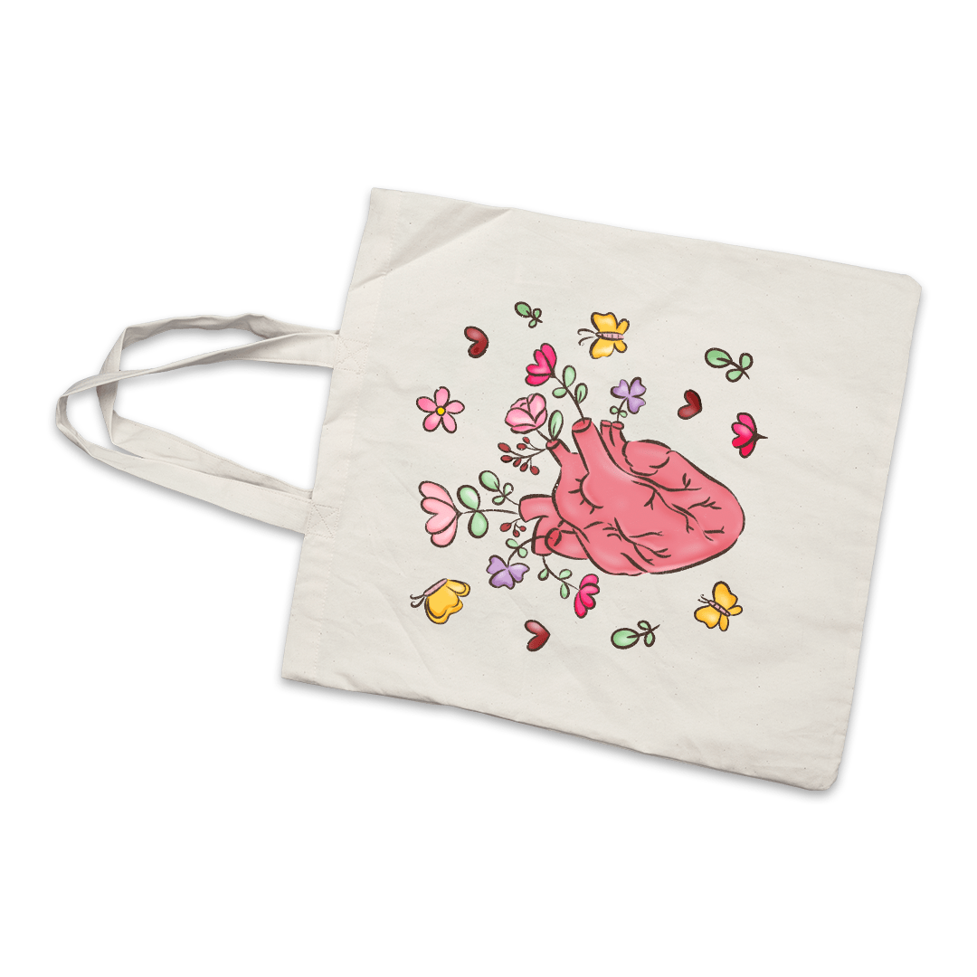 Elegant Tote Bag with Heart & Butterflies Print | Beautiful Bag For Girls - Fun Learning Store