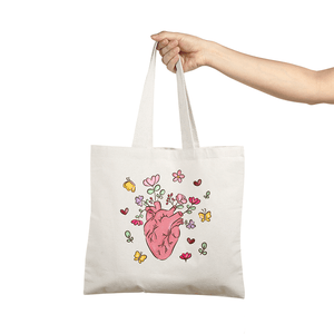 Elegant Tote Bag with Heart & Butterflies Print | Beautiful Bag For Girls - Fun Learning Store