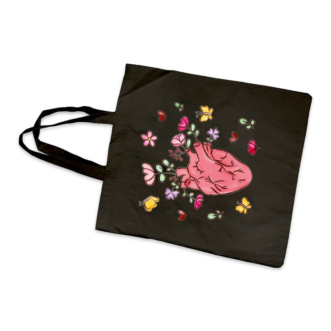 Elegant Tote Bag with Heart & Butterflies Print | Beautiful Bag For Girls - Fun Learning Store