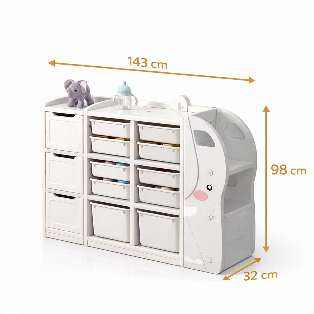 Elephant Multi - Layer Toy Organizer: The Giant of Tidiness for Your Child’s Room! - Fun Learning Store
