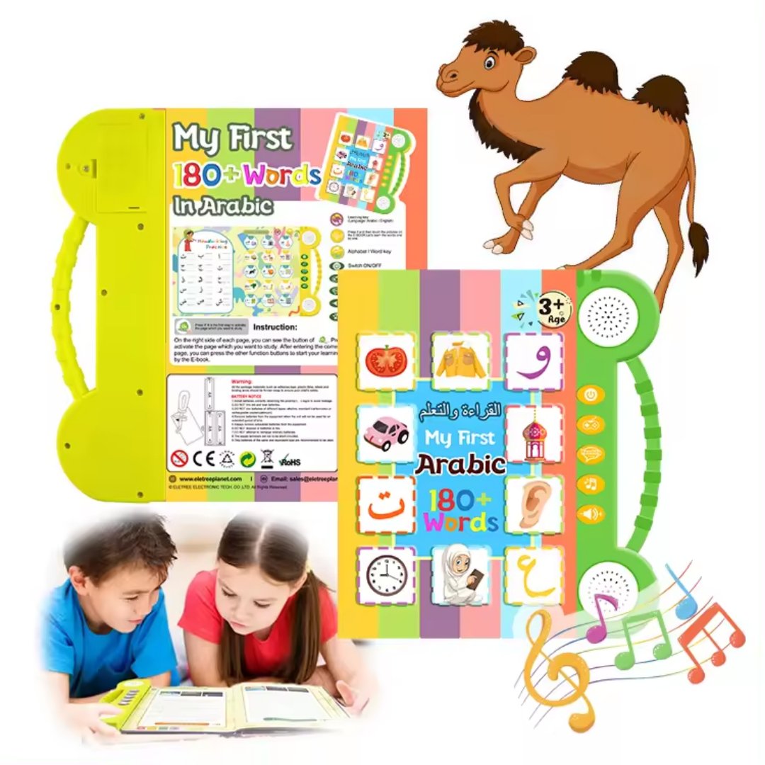 English Arabic Learning electronic Book for Kids 3+ Years Old, Interactive Electronic Sound Books, Bilingual Talking English Arabic Toddler Toy - Fun Learning Store